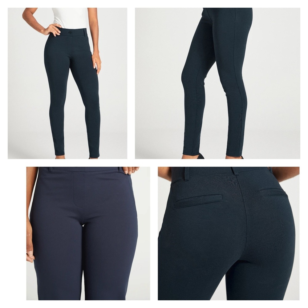Betabrand Classic Yoga Dress Pants Womens S Navy Blue Skinny Leg Stretch Pockets